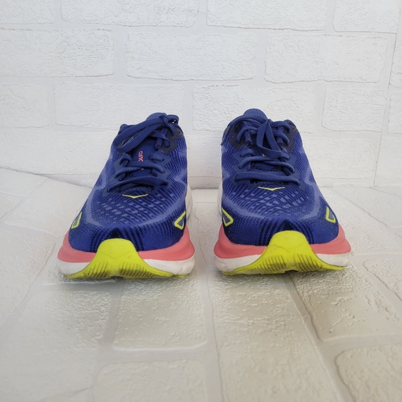 Hoka One Clifton 9 Evening Sky Coral Sneakers - Picture 8 of 12